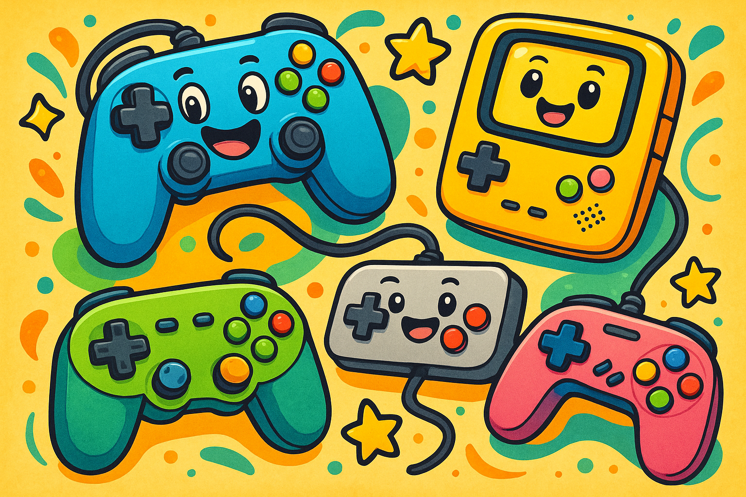 Cartoon video game controllers